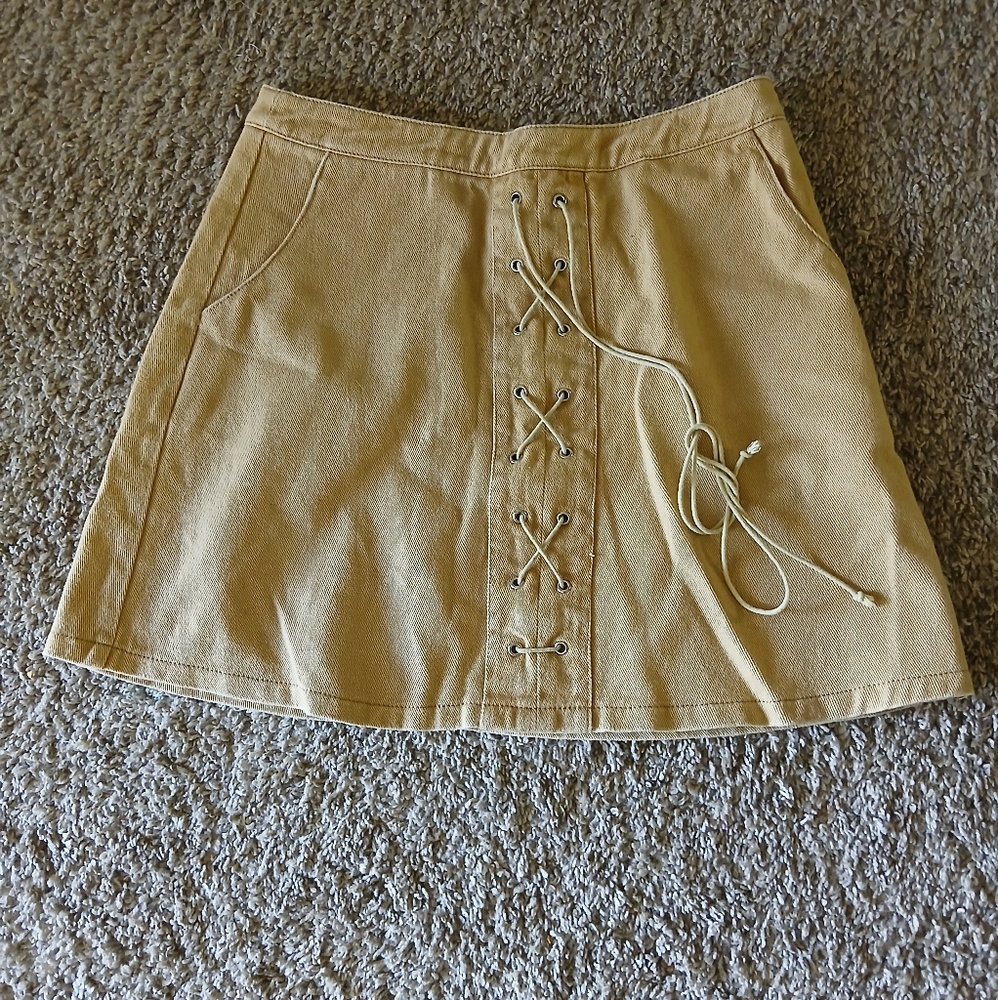 Tan Mini Skirt with Chic Design